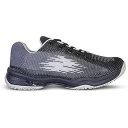 Boldfit Badminton Shoes Shuttle Non Marking Shoes For Badminton Men Light Badminton Shoes For Women & Badminton Shoes Men Breathable Non Marking Shoes For Women Anti Skid Badminton Shoe Black Grey 8