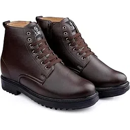 Men's 4 Inch Hidden Height Increasing Faux Material Casual Formal Laceup Ankle Boot.