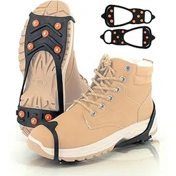 Xproutdoor Crampons Ice Cleats Snow Grips, Anti-Slip Traction Lightweight Portable for Walking on Snow & Ice, for Shoes/Boots