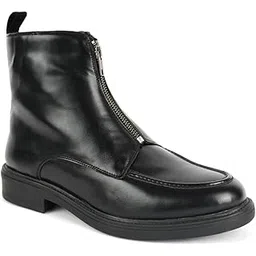 Cosmopolitan Zip-Up Vegan Leather Boots, Low Heel, Cushioned Insole