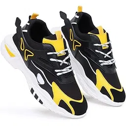 VATELIO Men's Black Mesh Lace-up Smarfit and Lightweight Sports Shoes 8UK