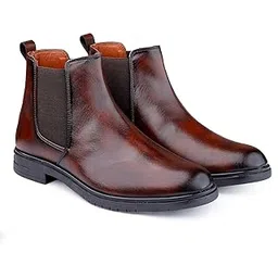 Men's Casual Chelsea Slip On Boots with PU Material.