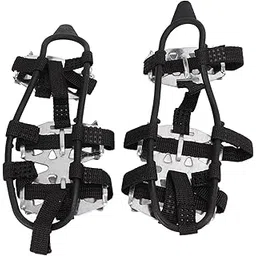 Climbing Crampons, 1 Pair Stainless Steel Antiskid Climbing Crampons Good Grip High Density Excellent Traction Durable with Storage Bag for Hiking for Outdoor(Silver, M)