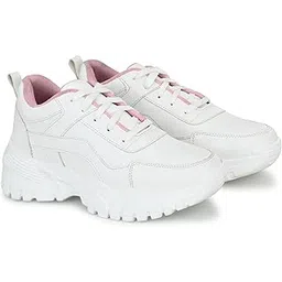 Womens Rose Solid Chunky Sneakers |Anti Slippery Outsole | Trendy Footwear | Casual Shoes | Perfect for Outdoor, Running, Walking