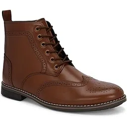 Height Increasing Classic Lace-Up Brogue Boots with 3 Inch Height Increase (1 Inch Outer Heel and 2 Inch Invisible Insole)