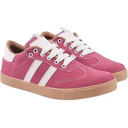 Women’s Casual Sneakers – Pink Low-Top Walking Shoes with Comfortable Cushioning, Breathable Design & Anti-Slip Sole EU40