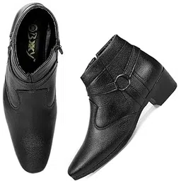 Men's 2" Height Increasing Synthetic Material Casual Formal Chelsea Ring, Slip-On Boot with Pu Sole.