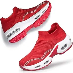 Womens Walking Shoes Slip on Sock Sneakers Lady Girls Nurse Mesh Air Cushion Platform Loafers Fashion Casual