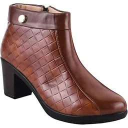 Latest and Stylish Block Heel Trendy Casual Boot High Ankle Heel Boots with Zip Look for Womens and Girls