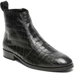 Men's Croco-Textured Leather Chelsea Boots with Side Zipper | SH_AB_LX06_J