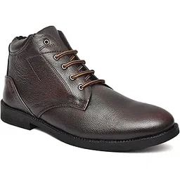 FIGARO Men's Genuine Leather Brown Brush off Handmade Lace-up Formal Boots