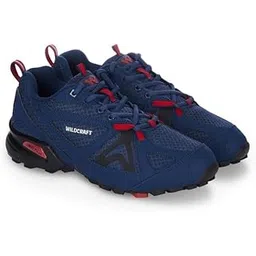 RunX TR Leap Outdoor Shoes for Men's | Trekking and Hiking Anti-Skid Outdoor Boots with Rubber Sole | Comfortable & Lightweight Design with Shock Absorption - 10 (Navy Red)