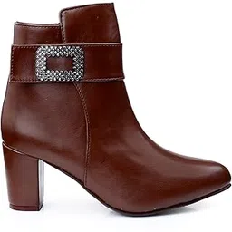 Women's Faux Leather Material Casual Formal Buckle And High Ankle Boot