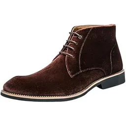 Men's Leather Boots Lace-Up Front Low Heel Shoes
