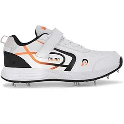 DNINE Classic Men Bowling Spikes Cricket Shoes White/Orange