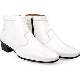 Men's 2 Inch Heel Height Increasing Patent Leather Material with Casual Formal Slipon, Ankle Boot.