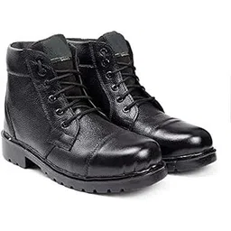 Men's Black Real Leather Lace Up Light Weight Army Dms Combat NCC/Security Boot | High Ankle Genuine Casual Boots