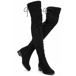 Women's Over The Knee High Boots Suede Thigh High Boot Flat Heels Opening Shoes With Loop