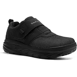 Men's Orthopedic Diabetic Wide Walking Shoes: Comfortable Cushion Arch Support Plantar Fasciitis Sneakers, Orthotic High Arch Swollen Feet Adjustable Work Shoes for Ankle and Heel Pain