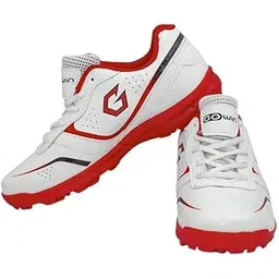 Academy White/Red Cricket Shoes Size-3 with TR-777-W Cricket Leather Ball Alum Tanned White