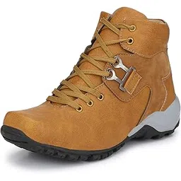 Leatherette Black Edition Lace-Up Heavy Duty High Ankle Length Boots for Men (BAB990)