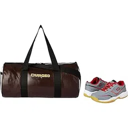 Charged Sports Bag Adena Brown with Gowin Sports Training Shoe Thrust Grey Size 6