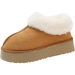 FABLOFT Women's Snow Boots Casual Round Toe Ankle Booties Anti Slip Short Boots 35 Brown|1 Pair Snow Boots|Boots| Womens Shoes |Clothing Shoes Accessories | Premium Product for Home, Office or Profess