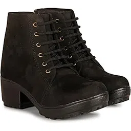 commander shoes Latest Zipper Ankle Heel Boots for Girls and Women (4UK Black 824)