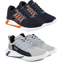 BRUTON Casual Shoes Sneakers for Men - Combo Pack of 2 (Blue, Grey)