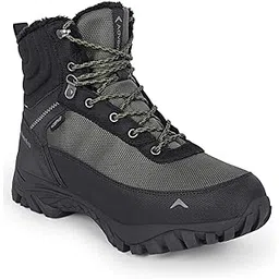 Men's Waterproof Hiking Boots, Mid-Top, Uniform Green, Round Toe, Mountain Trekking, Anti-Slip Grip, Lace-Up Closure, ET1101