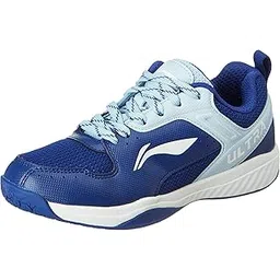 Li-Ning Ultra Speed Non-Marking Badminton Shoe|Indoor Sports|Stability Heel, Prototypical Sole, Lightweight Shoe (Navy Blue/Light Blue,UK 1)
