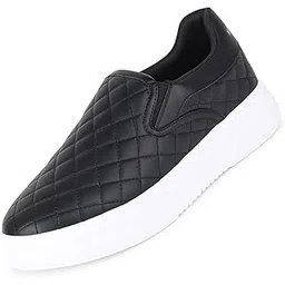 Black Sneakers for Men | Lightweight Slip-On Walking Shoes for Men | Comfortable Casual Wear | Flexible, Breathable, Stylish & Durable All-Day Wear (SNK-CUSOJB)