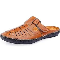 Men's Tan Back Open Footwear with Soft Footbed and Open Heel | Stylish and Comfortable Slip-On for Daily and Casual Wear