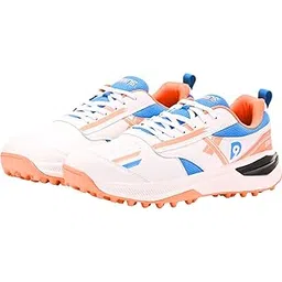 Blaster 1 Rubber Studs Cricket Shoes – Ultra-Lightweight, Durable & High-Grip Cricket Footwear for Maximum Performance (Bold Sun Orange/Diva Blue/White)