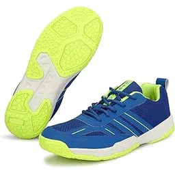 Men's Badminton Shoes | Non-Marking Sole | Lightweight Indoor Court Shoes | Breathable Mesh | Anti-Slip Grip | Sports Footwear for Men (Blue- Parrot)