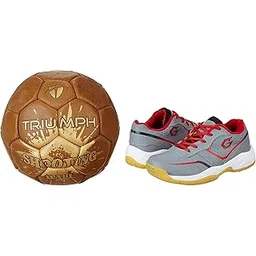 Gowin Court Shoe Smash Grey Red Size 12K with Triumph Shooting Ball Leather
