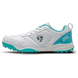 Fusion Cricket Shoe (Color: Teal & White, Size: UK8/ US9/ EU42) | for Mens & Boys | Material: Mesh & PVC | Enhanced Performance | Non-Slip Sole for Improved Durability for Stability