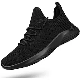 Womens Slip On Walking Shoes Non Slip Running Shoes Breathable Lightweight Gym Sneakers All Black Size 9