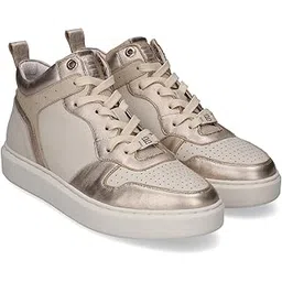 Gina Gold & White Leather High Top Sneakers
