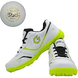 Gowin Academy White/Green Cricket Shoes Size-3 with TR-555-W Cricket Leather Ball Alum Tanned White
