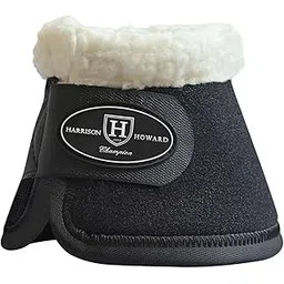 Harrison Howard Fleece Trim Bell Boots for Horse-Black