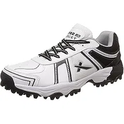 Target Cricket Shoes | White-Black | Lace Up | Solid Sole | Size- 7 | Leather | for Adult and Men |
