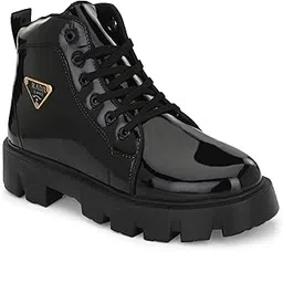 Black Premium Men's Patent Leather Boots Stylish Durable Footwear for Every Occasion