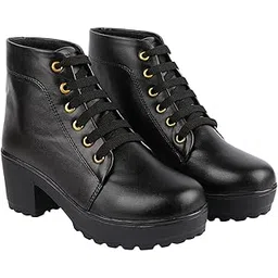 Women’s Chunky Heel Ankle Boots – Lace-Up Short Booties with Non-Slip Sole, Comfortable Block Heel Fashion Boots