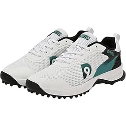 Commander 1 Rubber Stud Cricket Shoes – White/Black | Lightweight & Durable Cricket Shoes with Strong Grip for Turf & Daily Matches