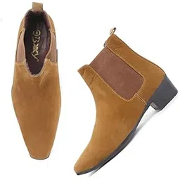 Men's 2" Height Increasing Synthetic Suede Material Casual Formal Chelsea Slip-On Boot with Pu Sole.