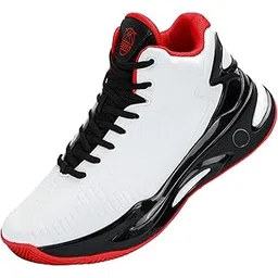 High Upper Basketball Shoes for Men Sneakers Breathable Sports Shoes Anti Slip, White, 9