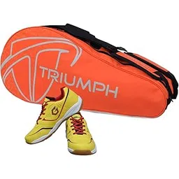 Gowin Badminton Shoe Smash Yellow Size-6 with Triumph Badminton Bag 303 Orange/Grey