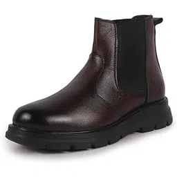 Men Genuine Leather Slip On Boots | Chelsea Work Boots | Lightweight Memory Cushion Shoes | Formal Boots