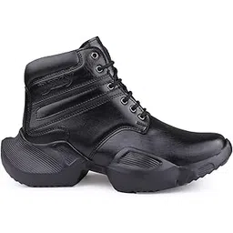 Men's 4 Inch Hidden Height Increasing Faux Leather Casual Formal and Ankle Lace-Up Light Weight Boots.